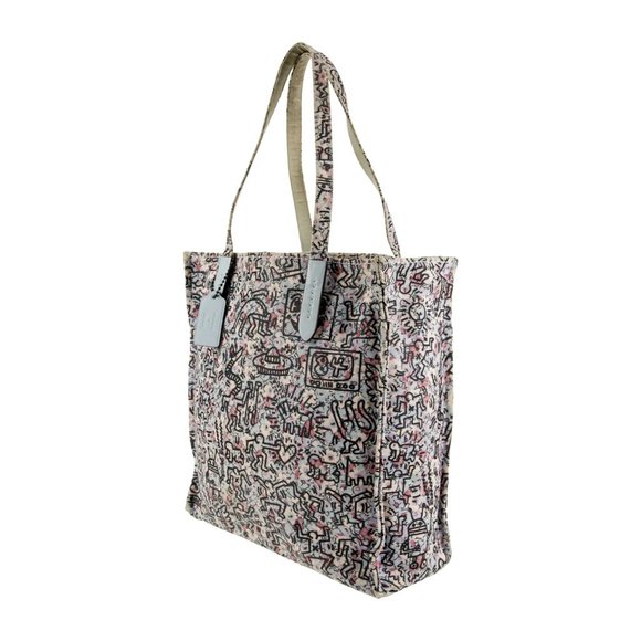 SOLD Coach X Keith Haring 2017 Collab Printed on Baby Blue Canvas Tote Bag 28651 - Picture 2 of 10